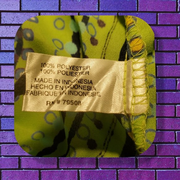 Violet & Claire green & blue button-up blouse, 3/4 sleeve, size Small EUC - Picture 5 of 5